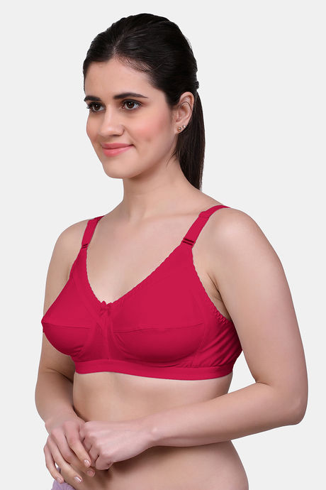 Maroon Clothing Single Layered Non Wired Full Coverage Minimiser Bra - Red — image 2