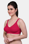 Maroon Clothing Single Layered Non Wired Full Coverage Minimiser Bra - Red — thumbnail 2