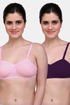 Maroon Clothing Double Layered Non Wired Medium Coverage T-Shirt Bra (Pack of 2) - Multicolor — thumbnail 1