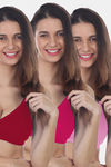 Maroon Clothing Double Layered Non Wired Full Coverage T-Shirt Bra (Pack of 3) - Multicolor — thumbnail 1