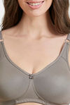 Maroon Clothing Double Layered Non Wired Full Coverage Super Support Bra - Grey — thumbnail 4
