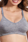 Maroon Clothing Double Layered Non Wired Full Coverage T-Shirt Bra - Grey — thumbnail 4