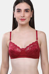 Maroon Clothing Double Layered Non Wired Medium Coverage Lace Bra - Maroon — thumbnail 1
