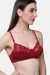 Maroon Clothing Double Layered Non Wired Medium Coverage Lace Bra - Maroon — thumbnail 2