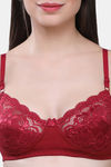 Maroon Clothing Double Layered Non Wired Medium Coverage Lace Bra - Maroon — thumbnail 4
