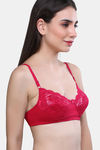 Maroon Clothing Double Layered Non Wired Medium Coverage Lace Bra - Red — thumbnail 2