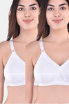 Maroon Clothing Double Layered Non Wired Full Coverage T-Shirt Bra (Pack of 2) - White — thumbnail 1