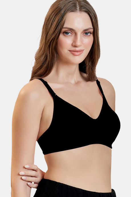 Maroon Clothing Double Layered Non Wired Full Coverage Tshirt Bra - Black — image 2