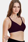 Maroon Clothing Double Layered Non Wired Full Coverage Tshirt Bra - Wine — thumbnail 2