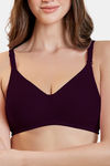 Maroon Clothing Double Layered Non Wired Full Coverage Tshirt Bra - Wine — thumbnail 4