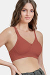 Maroon Clothing Double Layered Non Wired Full Coverage Tshirt Bra - Brick — thumbnail 2