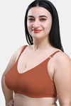 Maroon Clothing Double Layered Non Wired Full Coverage Minimiser Bra - Brick — thumbnail 2