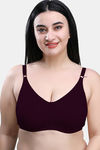 Maroon Clothing Double Layered Non Wired Full Coverage Minimiser Bra - Wine — thumbnail 1