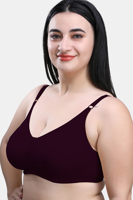 Maroon Clothing Double Layered Non Wired Full Coverage Minimiser Bra - Wine — image 2