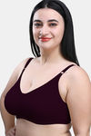 Maroon Clothing Double Layered Non Wired Full Coverage Minimiser Bra - Wine — thumbnail 2