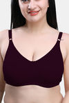 Maroon Clothing Double Layered Non Wired Full Coverage Minimiser Bra - Wine — thumbnail 4