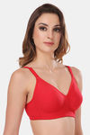 Featherline Padded Non-Wired Full Coverage Minimiser Bra - Red — thumbnail 2