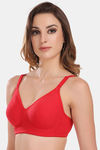 Featherline Padded Non-Wired Full Coverage Minimiser Bra - Red — thumbnail 3