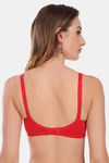 Featherline Padded Non-Wired Full Coverage Minimiser Bra - Red — thumbnail 4