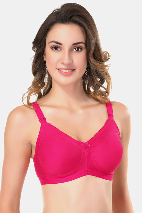 Featherline Single Layered Non-Wired Full Coverage Minimiser Bra - Magenta — image 2