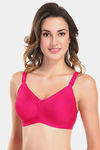Featherline Single Layered Non-Wired Full Coverage Minimiser Bra - Magenta — thumbnail 3