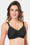 Featherline Single Layered Non-Wired Full Coverage Minimiser Bra - Black — thumbnail 2
