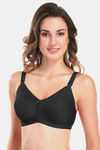 Featherline Single Layered Non-Wired Full Coverage Minimiser Bra - Black — thumbnail 3