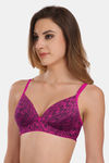 Featherline Padded Non Wired Demi Coverage T-Shirt Bra - Magenta — thumbnail 3