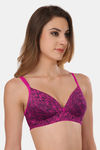 Featherline Padded Non Wired Demi Coverage T-Shirt Bra - Magenta — thumbnail 4