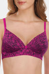 Featherline Padded Non Wired Demi Coverage T-Shirt Bra - Magenta — thumbnail 5