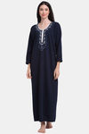 Secret Wish Woolen Full Length Nightdress - Navy Blue — thumbnail 1