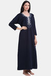 Secret Wish Woolen Full Length Nightdress - Navy Blue — thumbnail 3