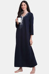 Secret Wish Woolen Full Length Nightdress - Navy Blue — thumbnail 5