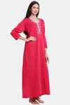 Secret Wish Woolen Full Length Nightdress - Pink — thumbnail 3