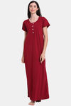Secret Wish Hosiery Full Length Nightdress - Maroon — thumbnail 1