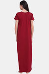 Secret Wish Hosiery Full Length Nightdress - Maroon — thumbnail 2