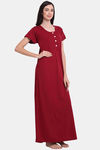 Secret Wish Hosiery Full Length Nightdress - Maroon — thumbnail 3
