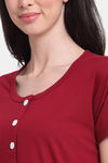 Secret Wish Hosiery Full Length Nightdress - Maroon — thumbnail 4