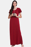 Secret Wish Hosiery Full Length Nightdress - Maroon — thumbnail 5