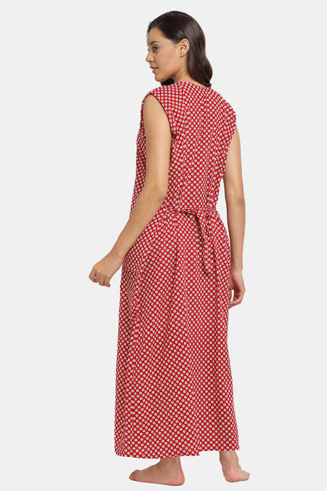 Secret Wish Cotton Full Length Nightdress - Red — image 2