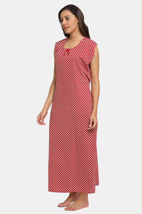 Secret Wish Cotton Full Length Nightdress - Red — image 3