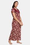 Secret Wish Cotton Full Length Nightdress - Maroon — thumbnail 3