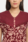 Secret Wish Cotton Full Length Nightdress - Maroon — thumbnail 4