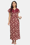 Secret Wish Cotton Full Length Nightdress - Maroon — thumbnail 5