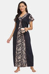 Secret Wish Cotton Full Length Nightdress - Black — thumbnail 5