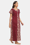 Secret Wish Cotton Full Length Nightdress - Maroon — thumbnail 3