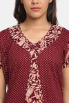 Secret Wish Cotton Full Length Nightdress - Maroon — thumbnail 4