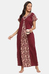 Secret Wish Cotton Full Length Nightdress - Maroon — thumbnail 5
