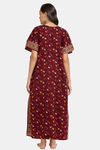 Secret Wish Cotton Full Length Nightdress - Maroon — thumbnail 2