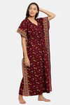 Secret Wish Cotton Full Length Nightdress - Maroon — thumbnail 3